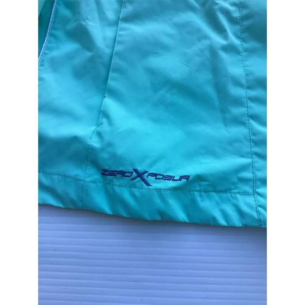 ZeroXposur Women's Aqua‎ Blue Hooded Rain Jacket Windbreaker Size S